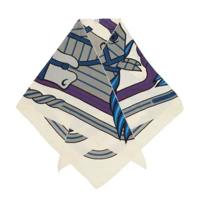 Hermes Blue Silk Quadrige Bayadere Giant Triangle Scarf