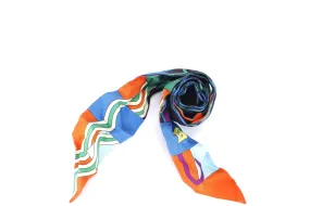 HERMES SILK TWILLY BLUE, GREEN, ORANGE TIP, NO BOX