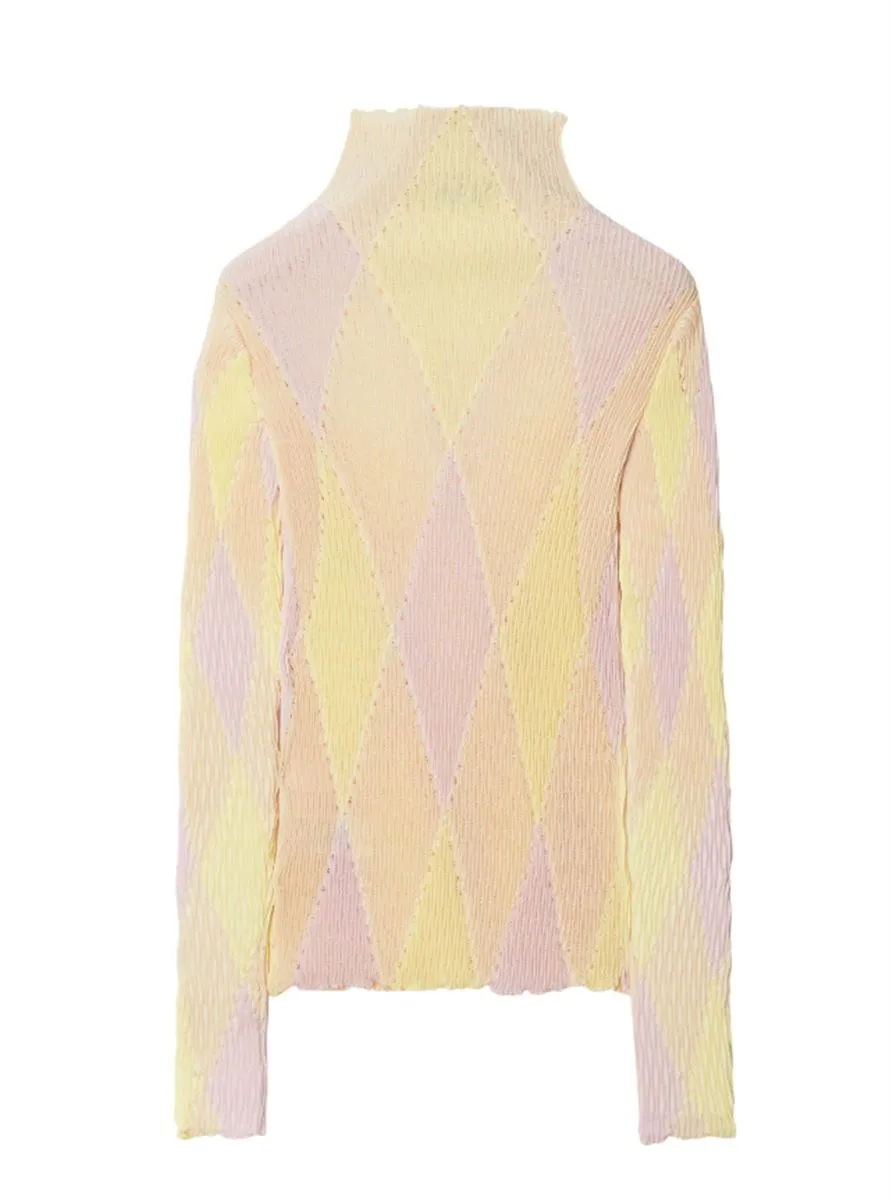 HIGH-NECK ARGYLE INTARSIA-KNIT JUMPER