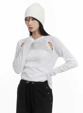 Hooded Cut-Out Top CA404