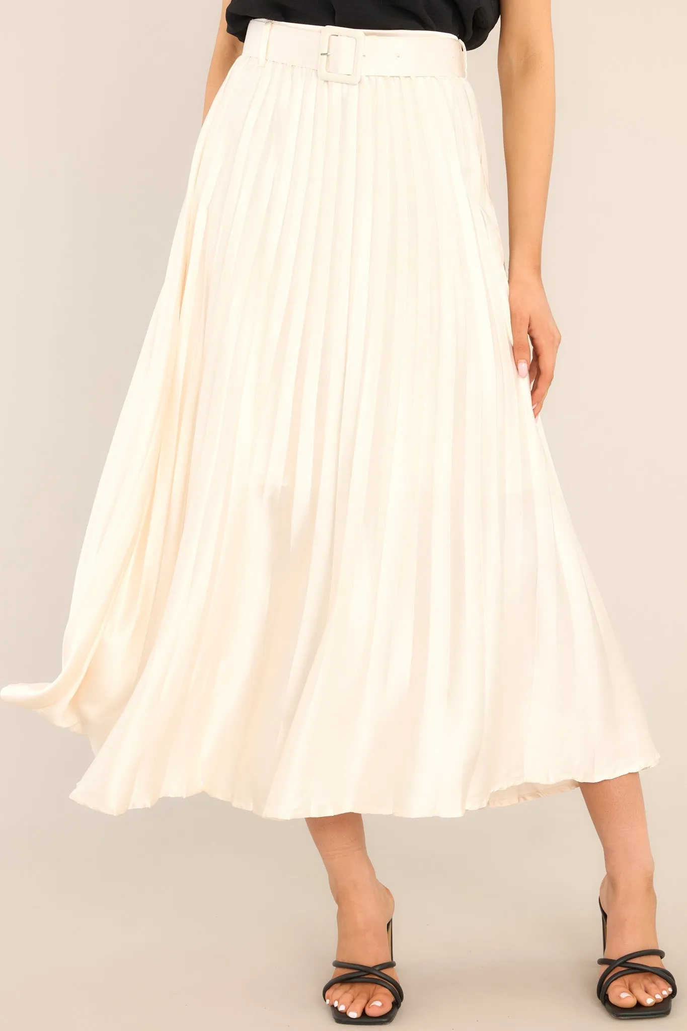 I Want Everything Ivory Pleated Maxi Skirt