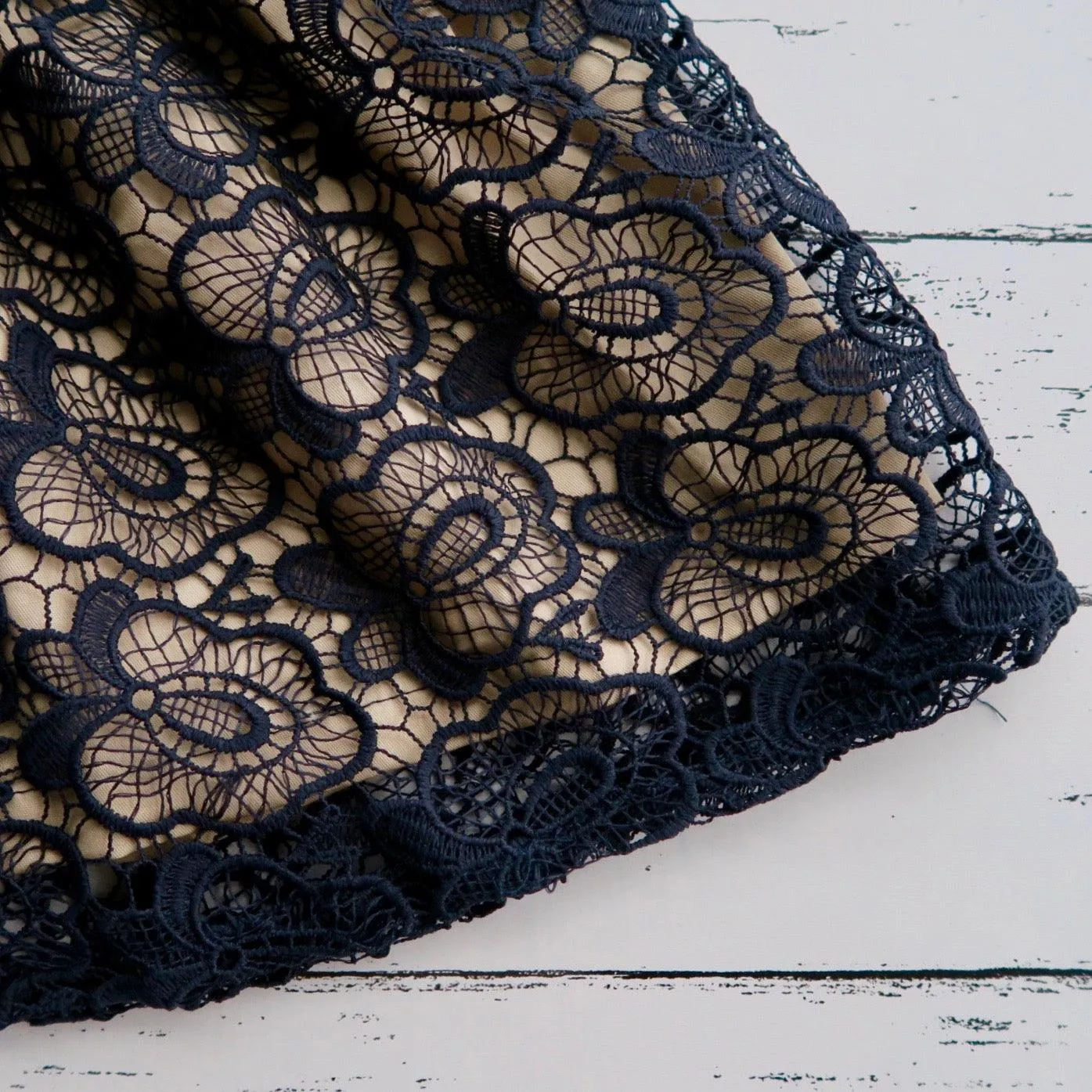 Iris Dress in Midnight Blue Flower Lace