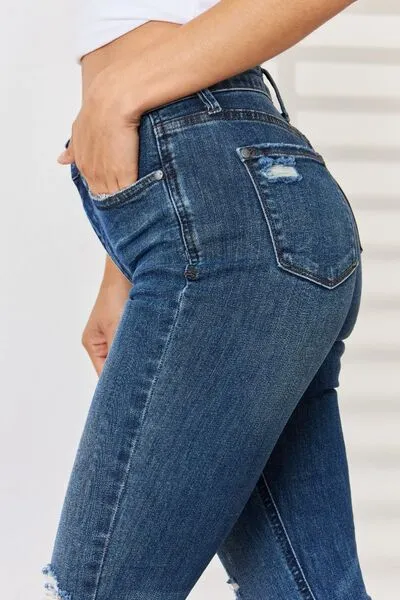 Judy Blue High Waist Distressed Slim Jeans (Online Exclusive)