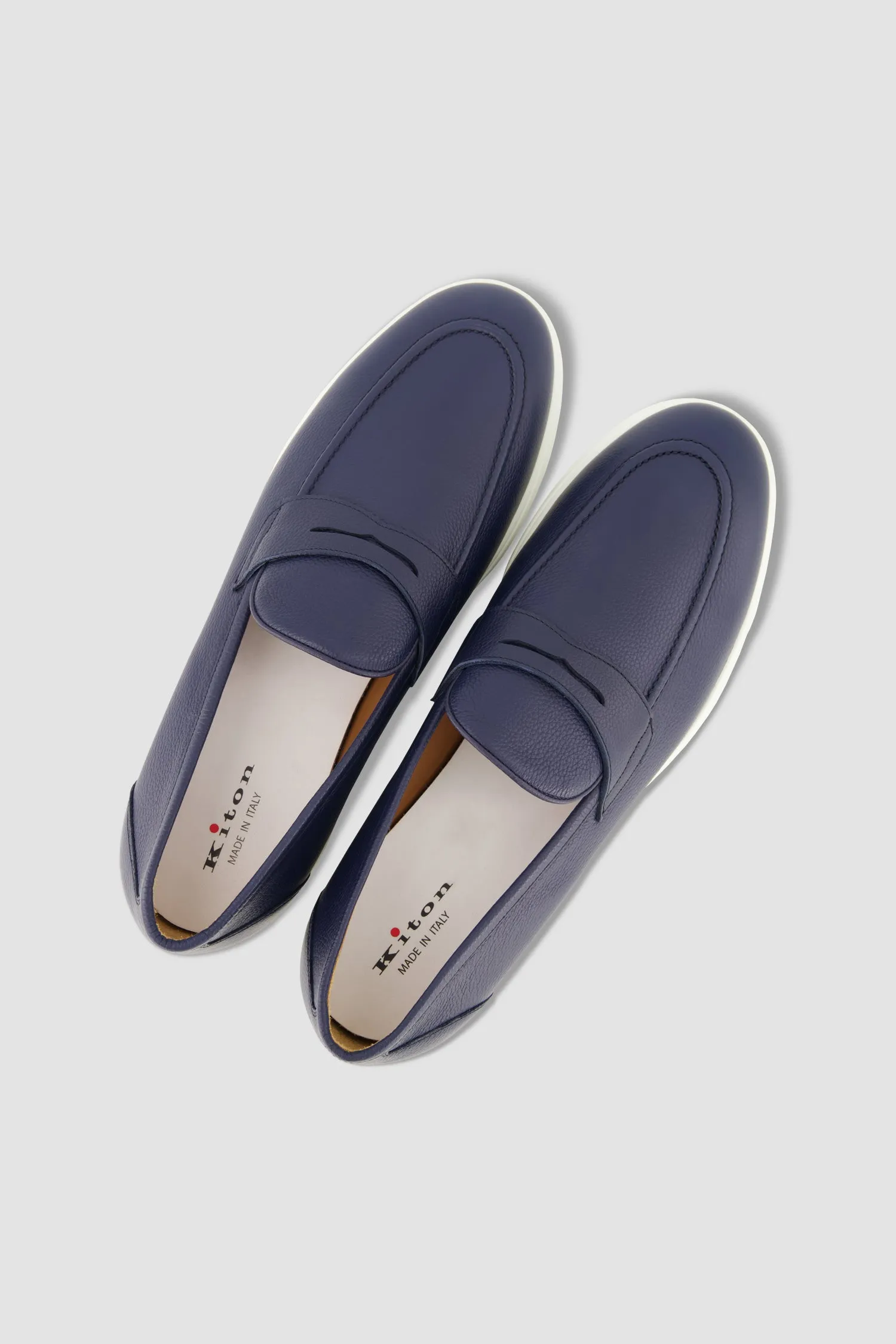 Kiton Blue Leather Loafers