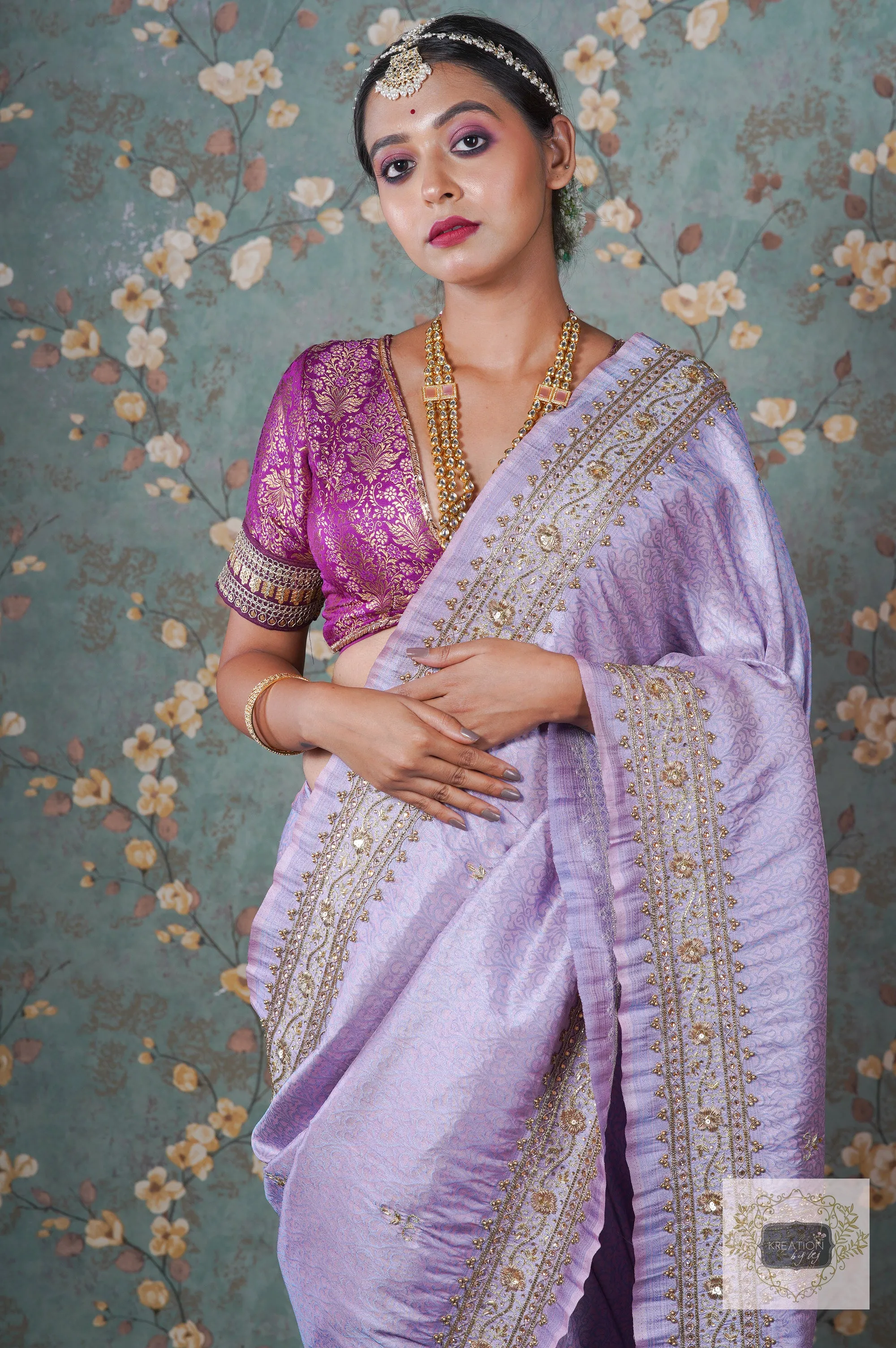 Lavender Banarasi Zarina Saree