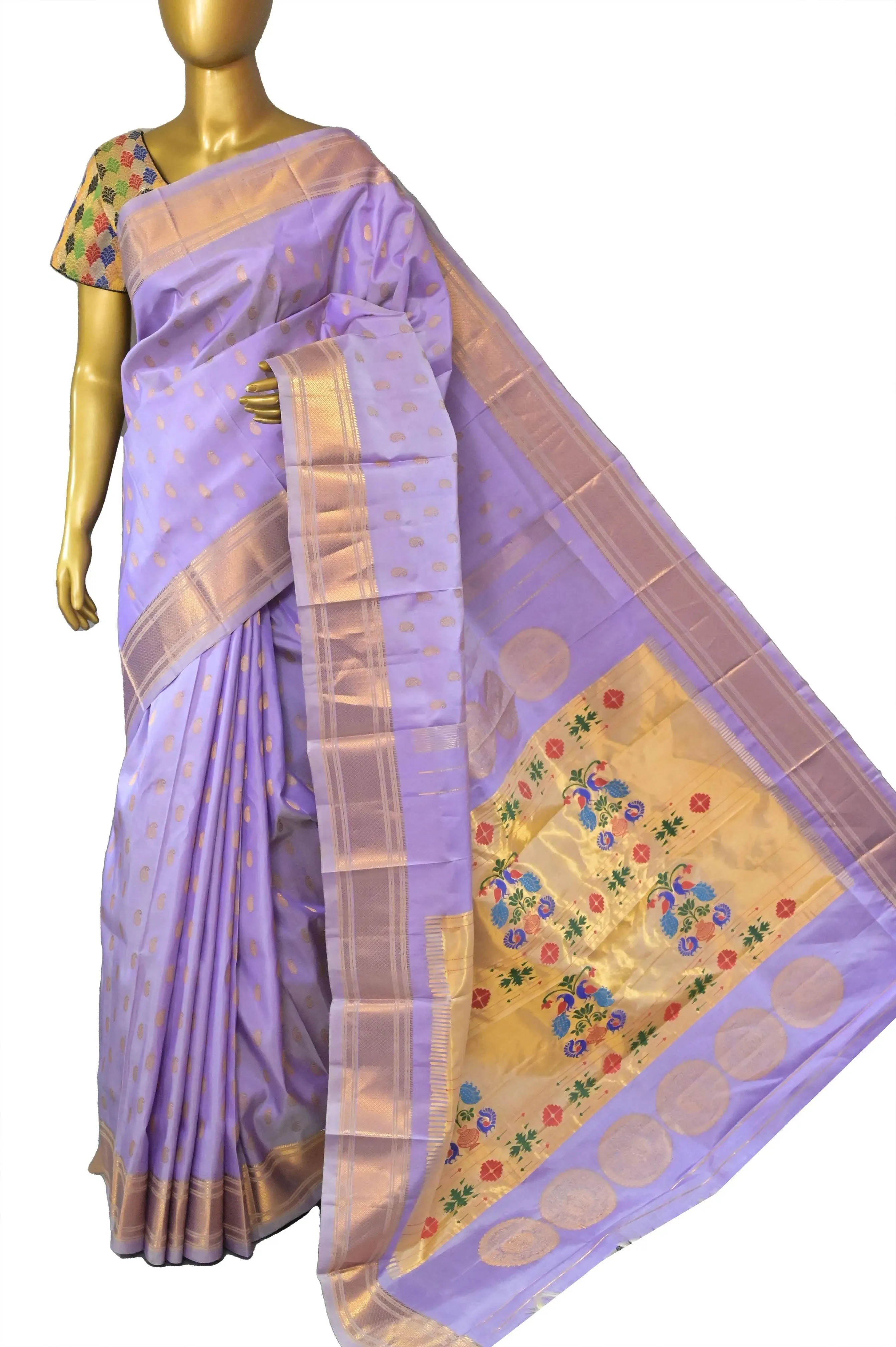 Lavender Color Paithani Silk Saree