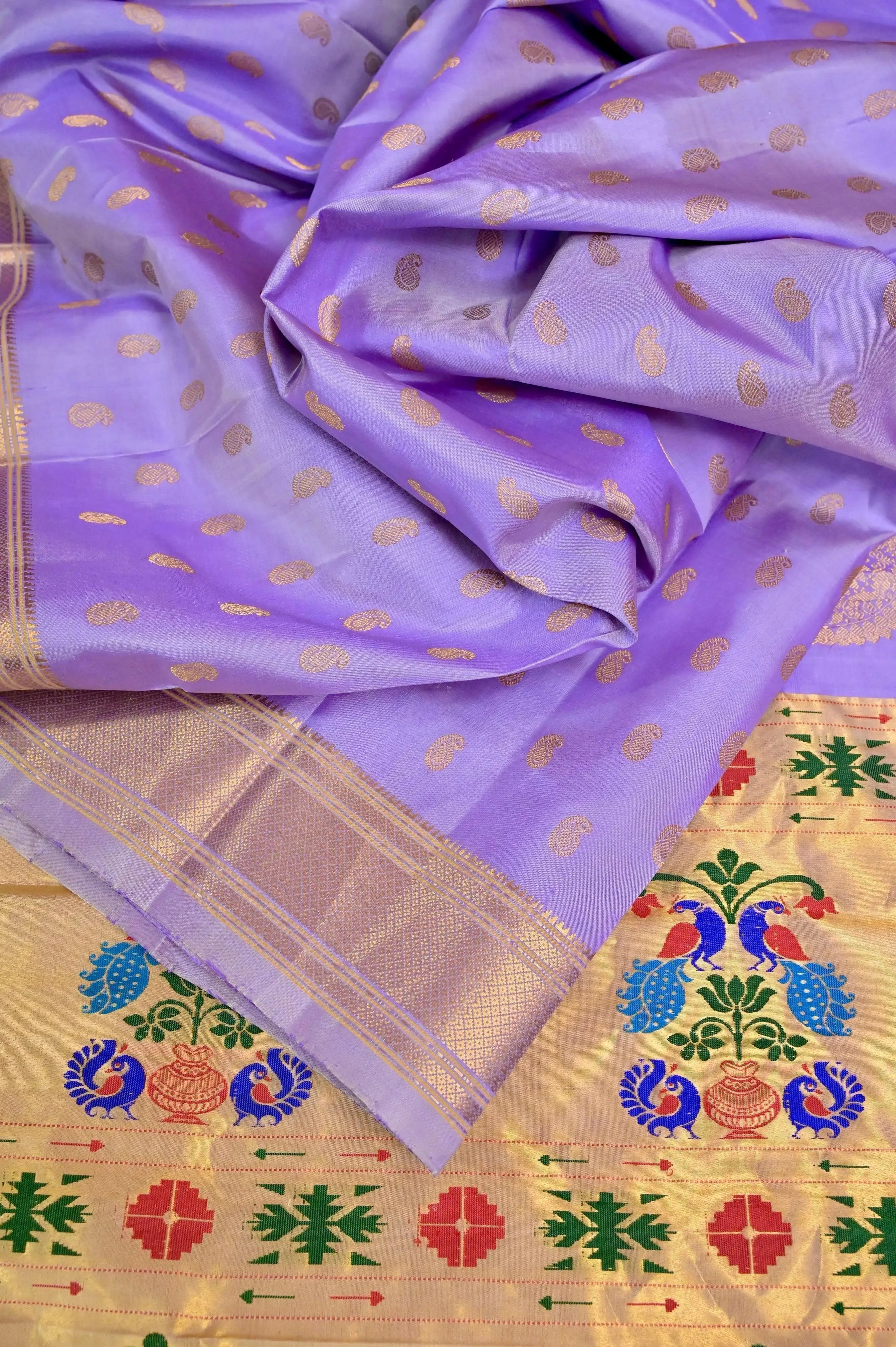 Lavender Color Paithani Silk Saree