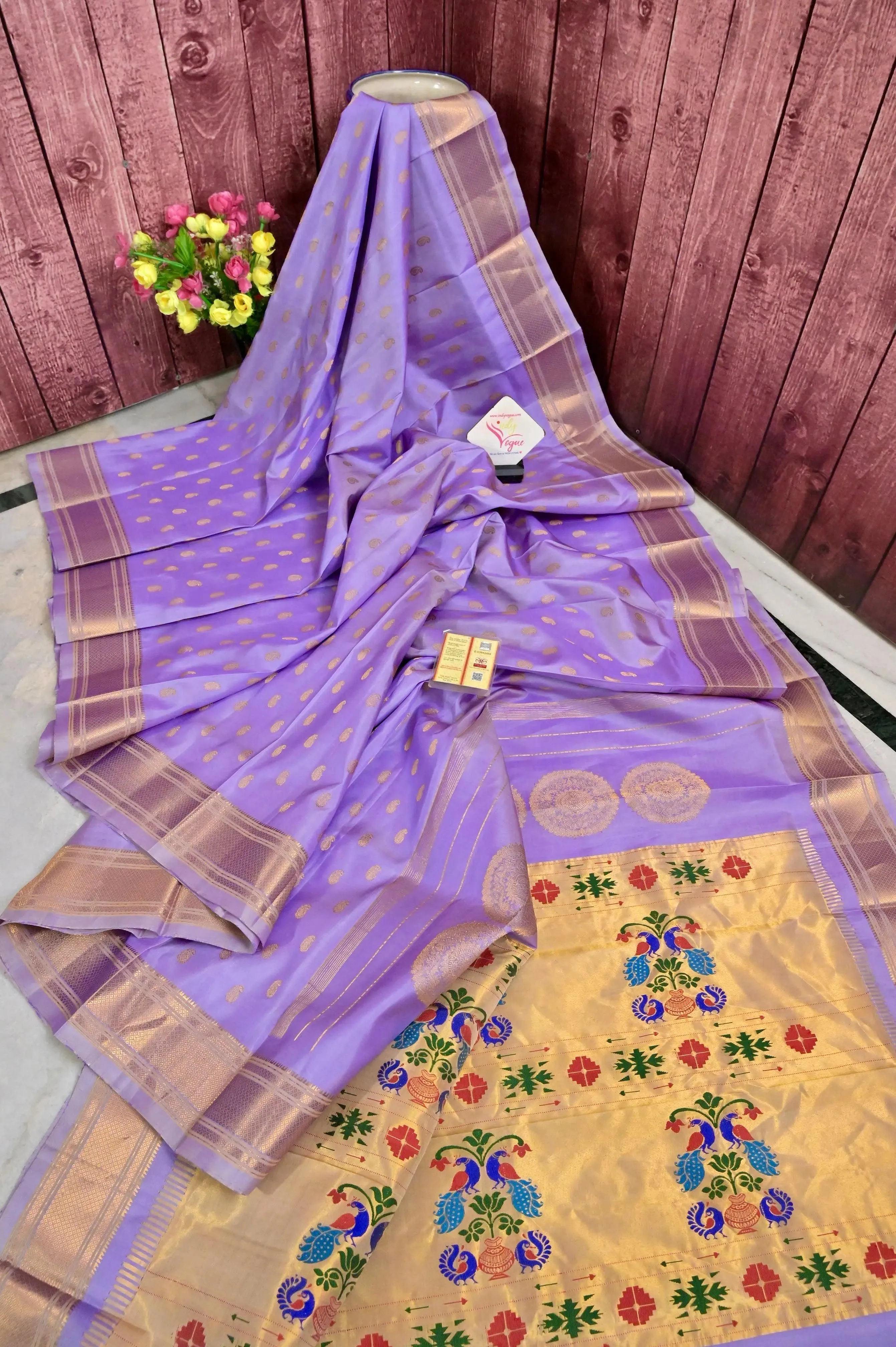 Lavender Color Paithani Silk Saree