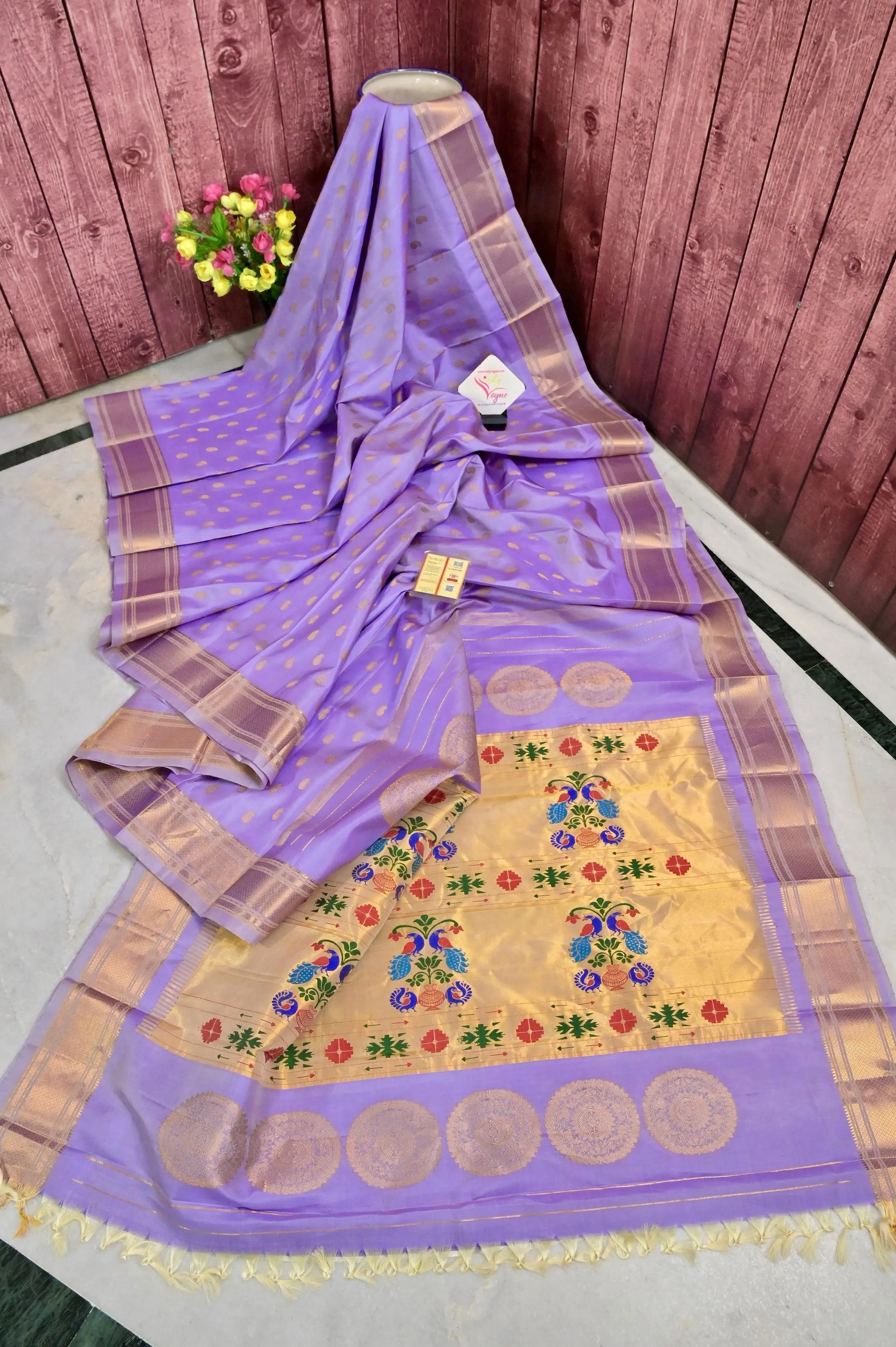 Lavender Color Paithani Silk Saree