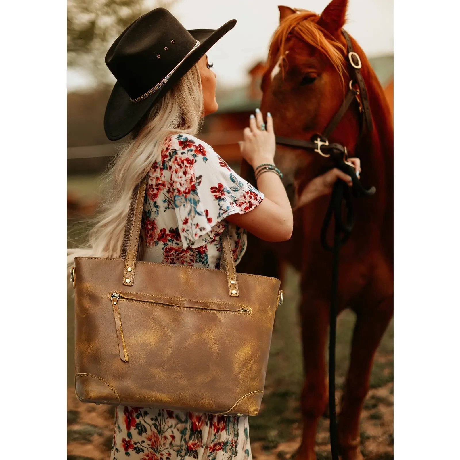 Leather Work Tote Bag for Women