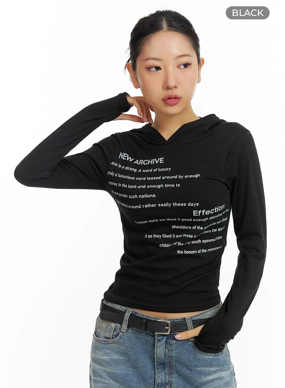 Lettering Hooded Crop Tee CF419