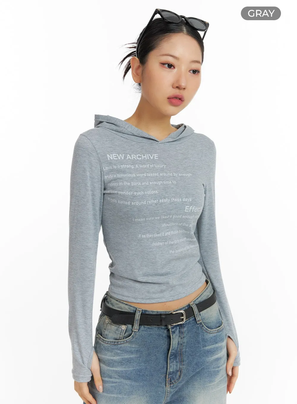 Lettering Hooded Crop Tee CF419