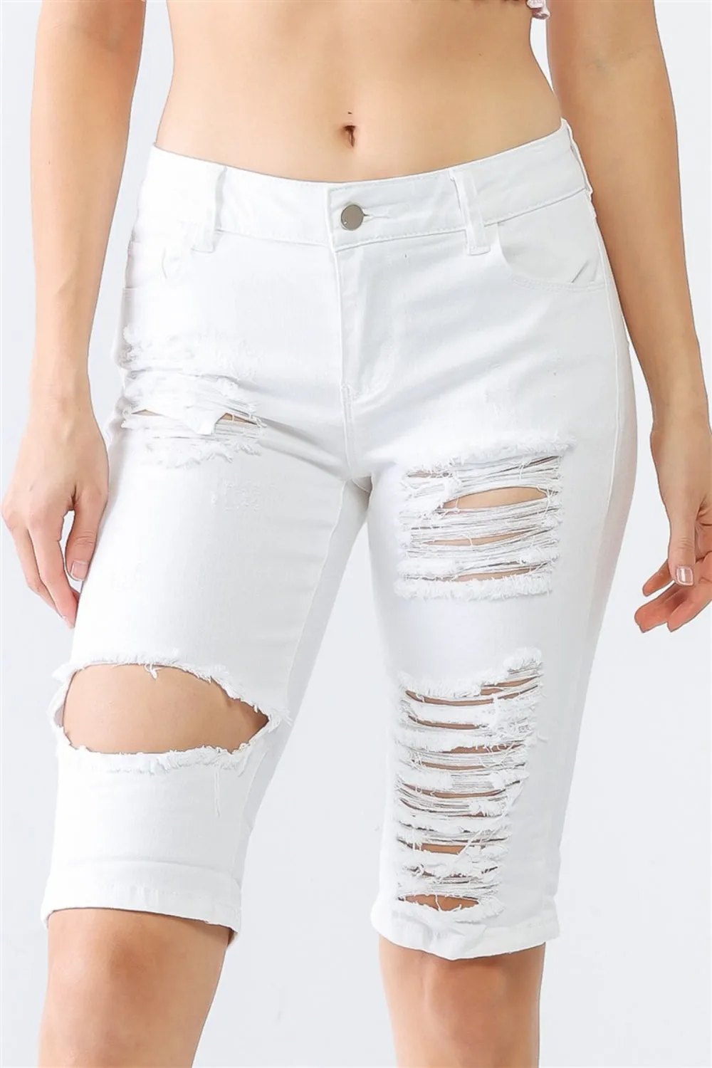 Litz LA Distressed Bermuda Denim Shorts