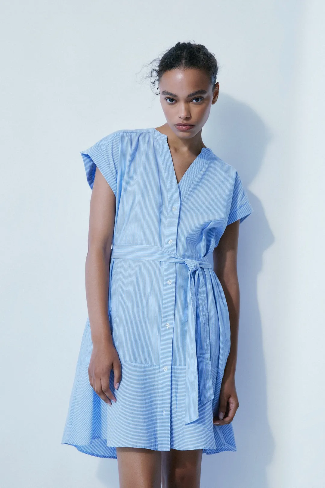 Melissa Nepton Maeve Chambray Cotton Dress Stripe