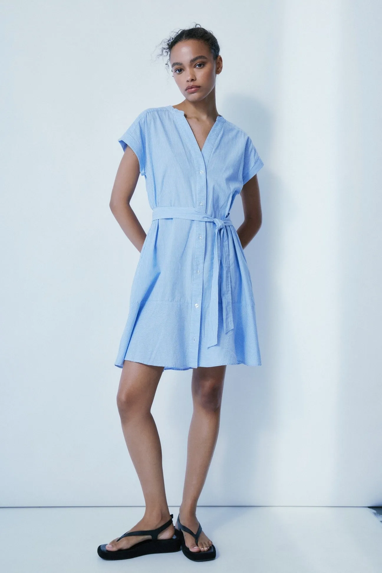 Melissa Nepton Maeve Chambray Cotton Dress Stripe