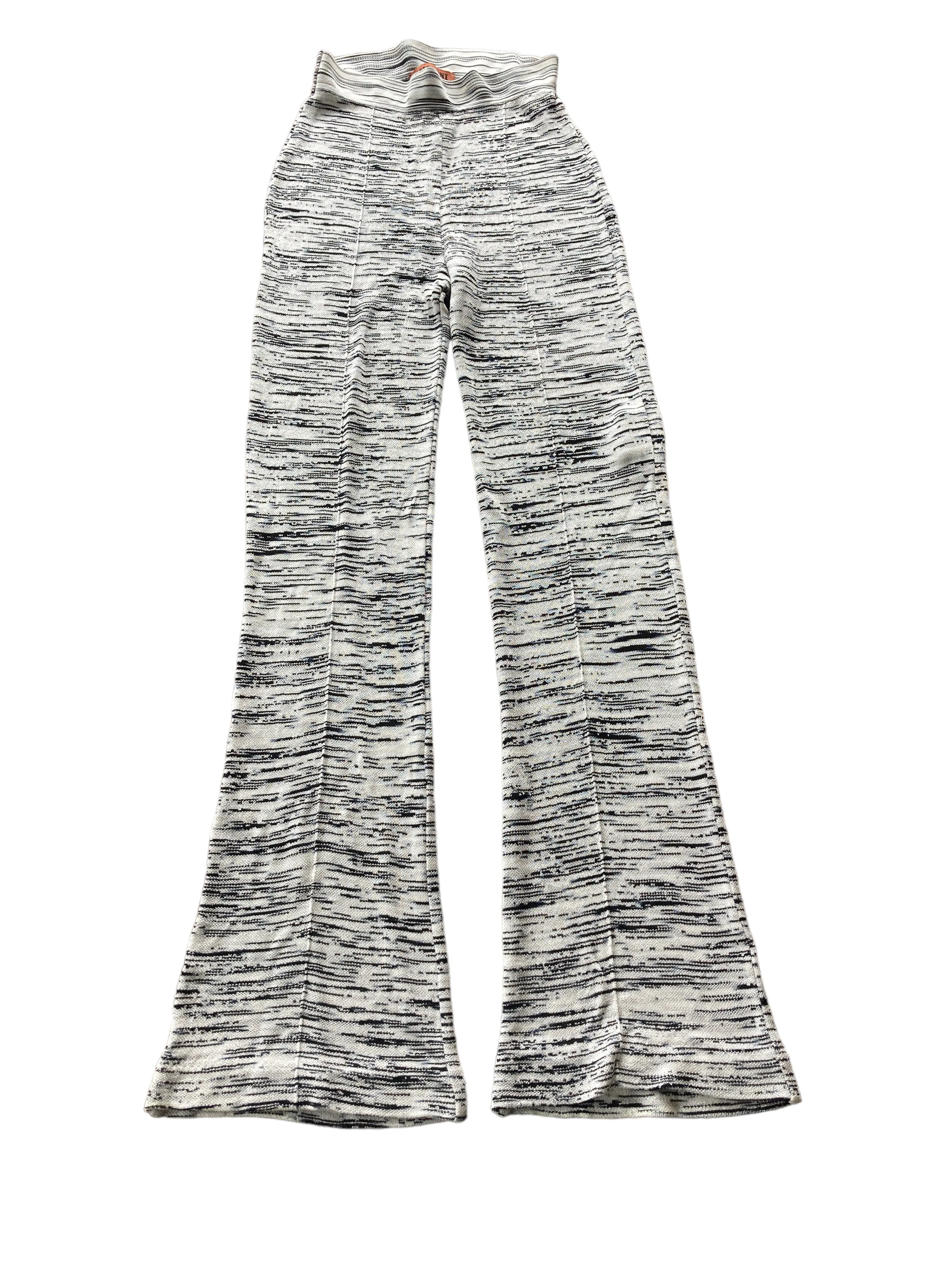 Missoni Orange Label Fine Knit Black and White Flared Stretch Pants, XS