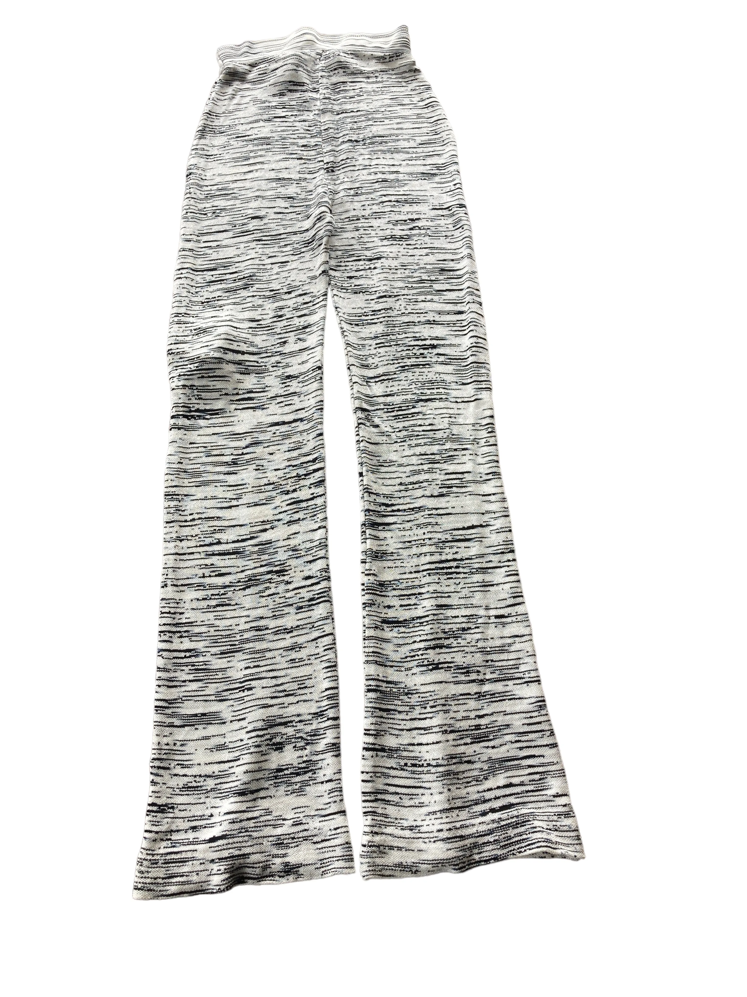 Missoni Orange Label Fine Knit Black and White Flared Stretch Pants, XS