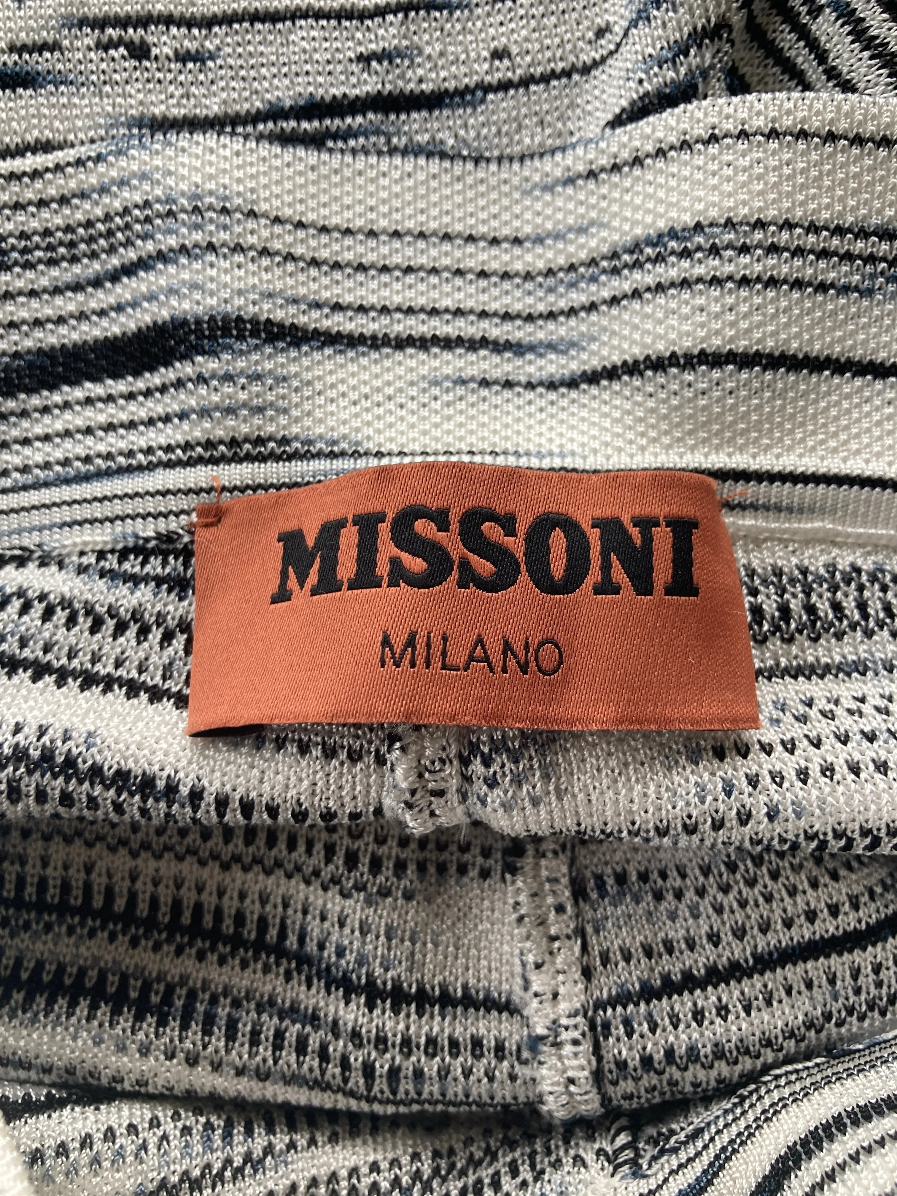 Missoni Orange Label Fine Knit Black and White Flared Stretch Pants, XS