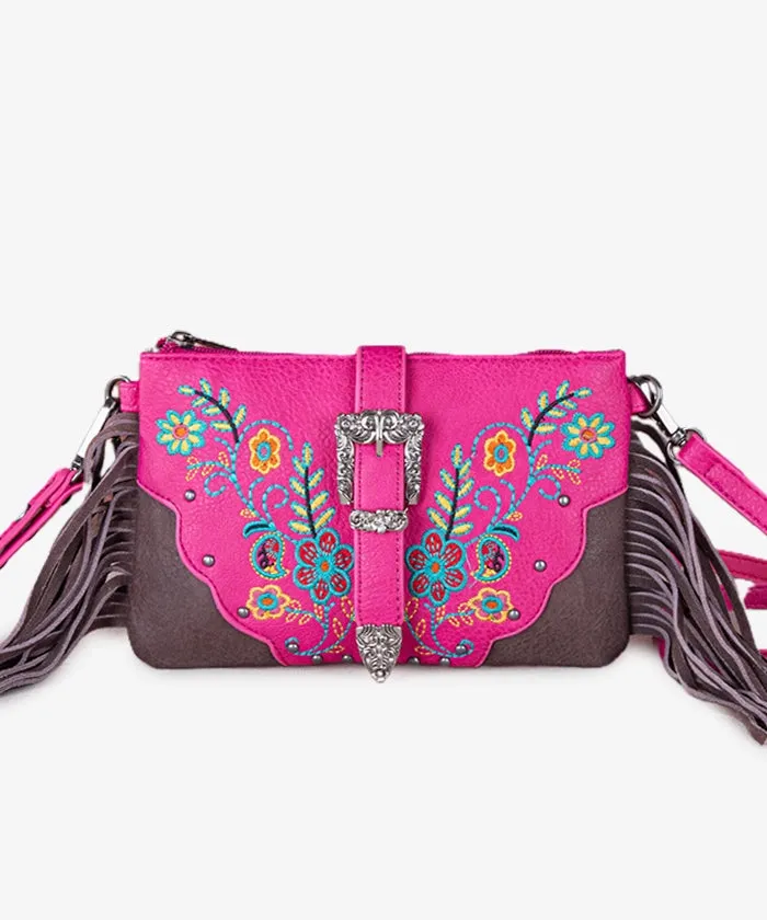 Montana West Floral Embroidered Crossbody Wristlet