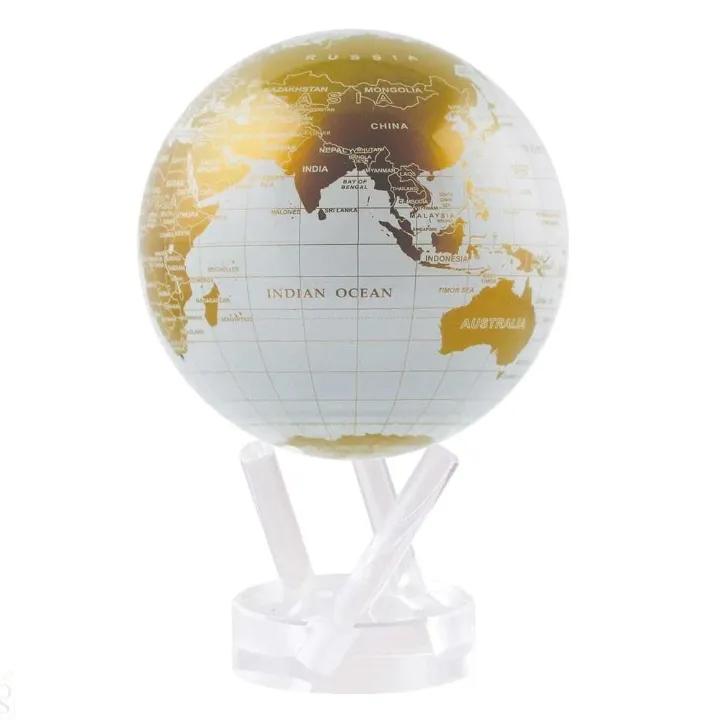 MOVA Solar-Power and Magnetic Driven Globes - White and Gold, 4.5 D