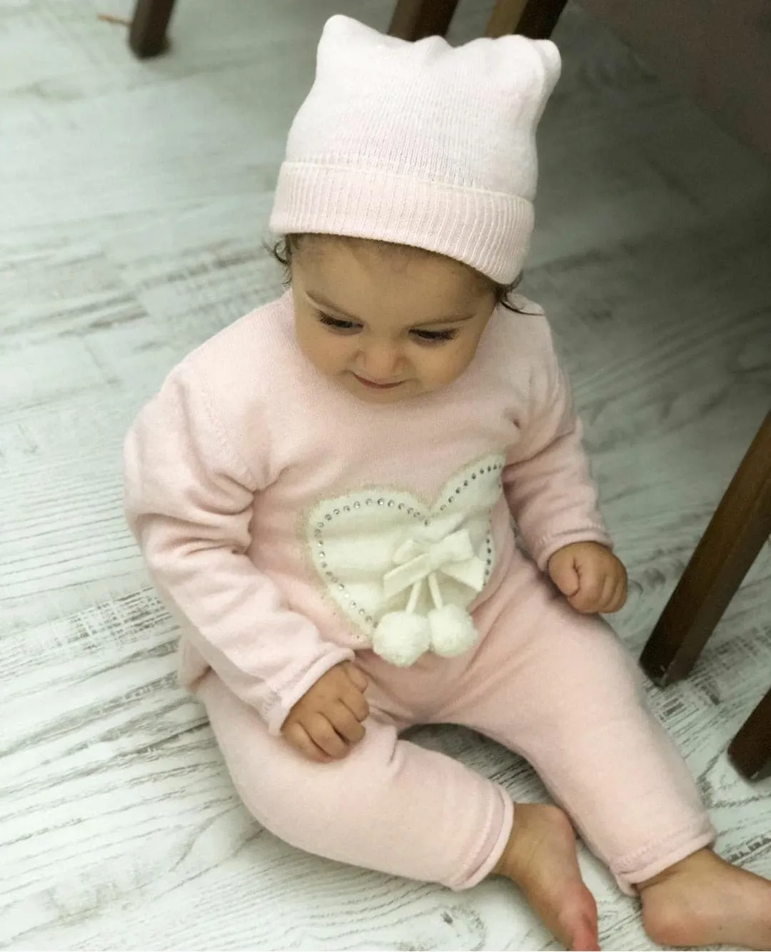 Nipperland süe rosa Herz Jumpsuit mit Mütze-6470