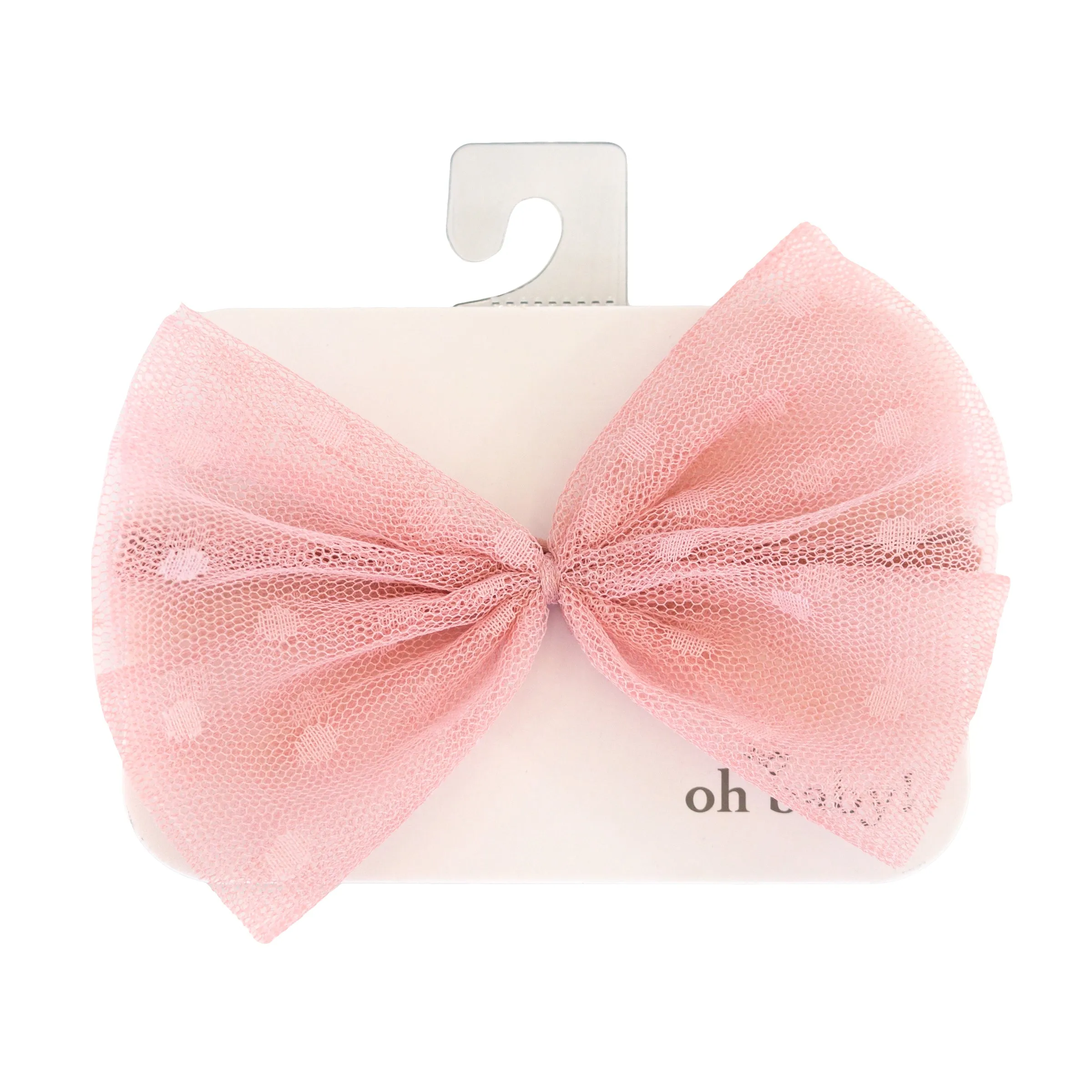 oh baby! Dotted Mesh Bow on Nylon Headband - Blush