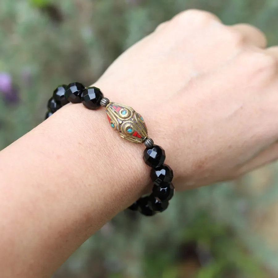 Onyx & Unique Tibetan Bead Bracelet *Final Sale*