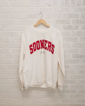 OU Filled Gault Ivory Corded Crew Sweatshirt