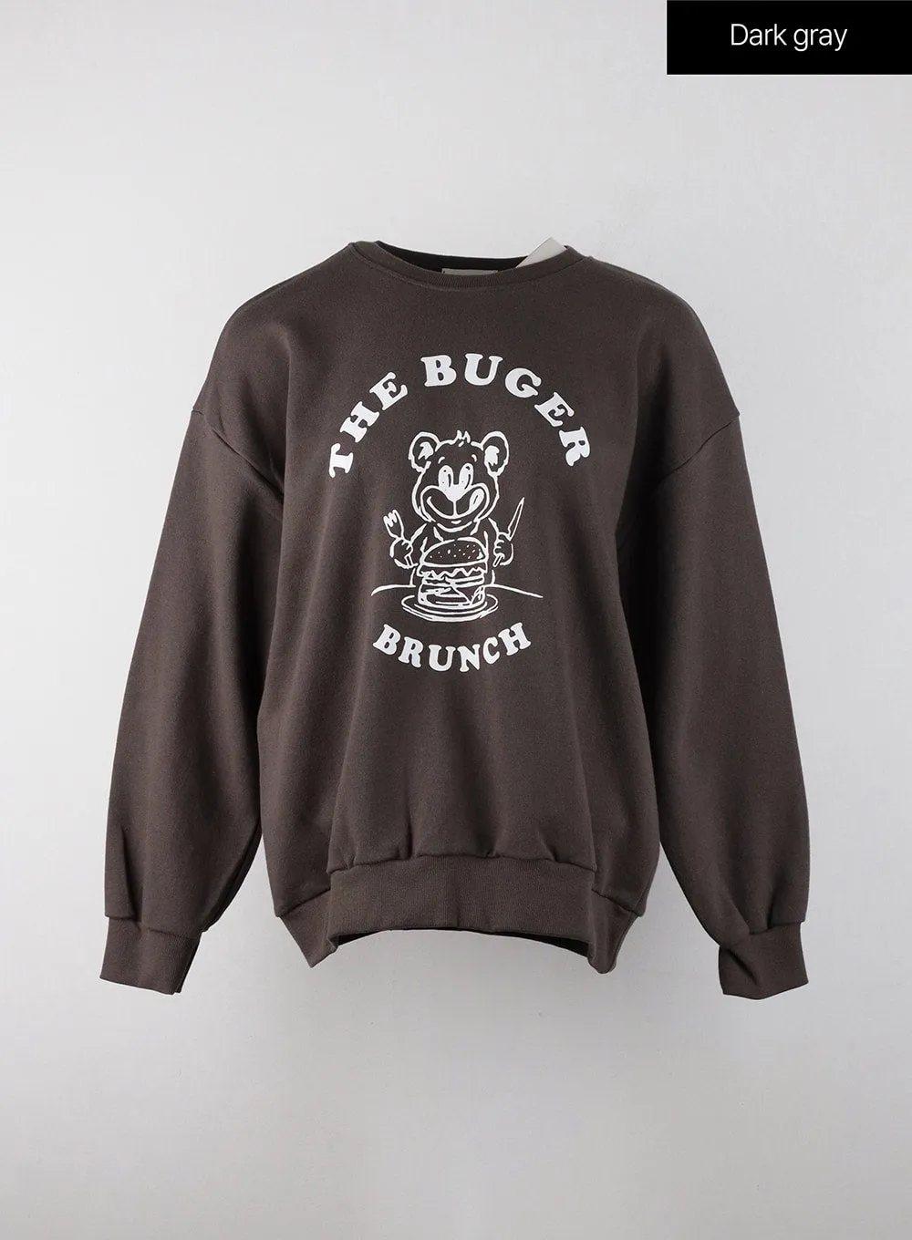 Oversized Graphic Lettering Bear Sweatshirt OJ405