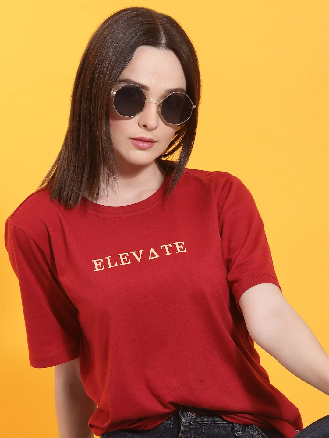 Oversized Half Sleeves Printed Round Neck T-Shirt