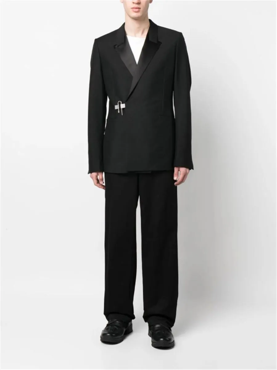 PEAK-LAPELS HOOK-FASTENING BLAZER