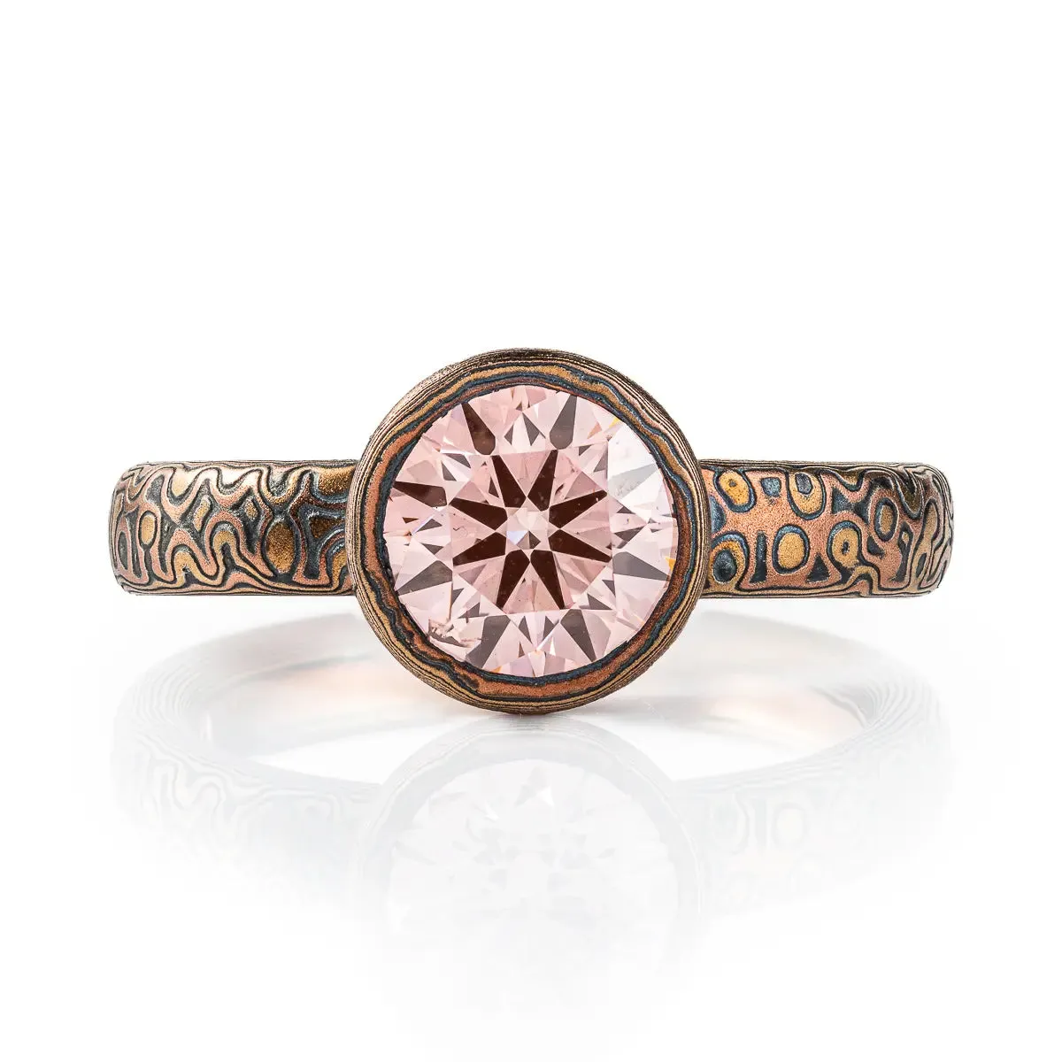 Pink Diamond Mokume Engagement Ring