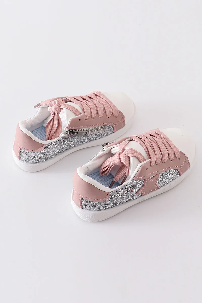 Pink star glitter sneaker (toddler to big kids)