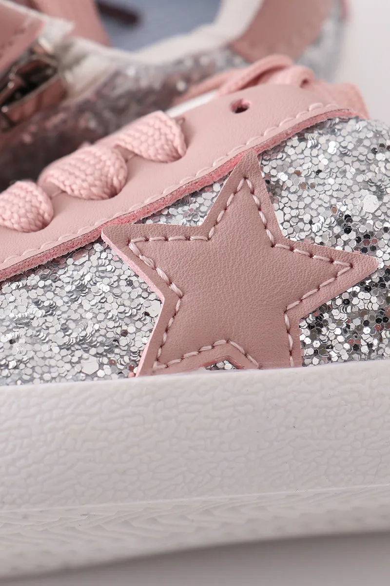 Pink star glitter sneaker (toddler to big kids)