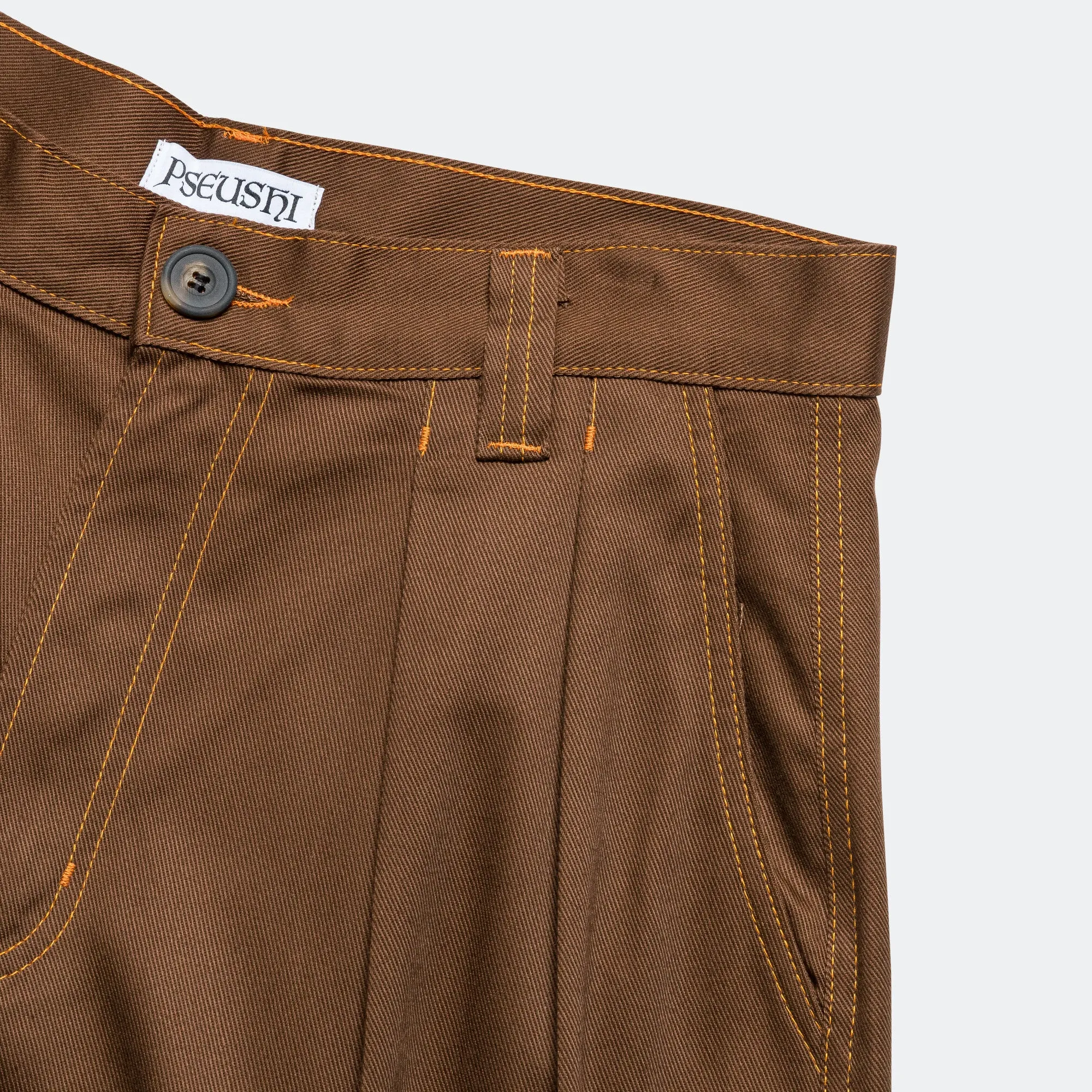 Pleated Oversized Shorts - Brown/Orange