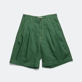 Pleated Oversized Shorts - Green/Lime