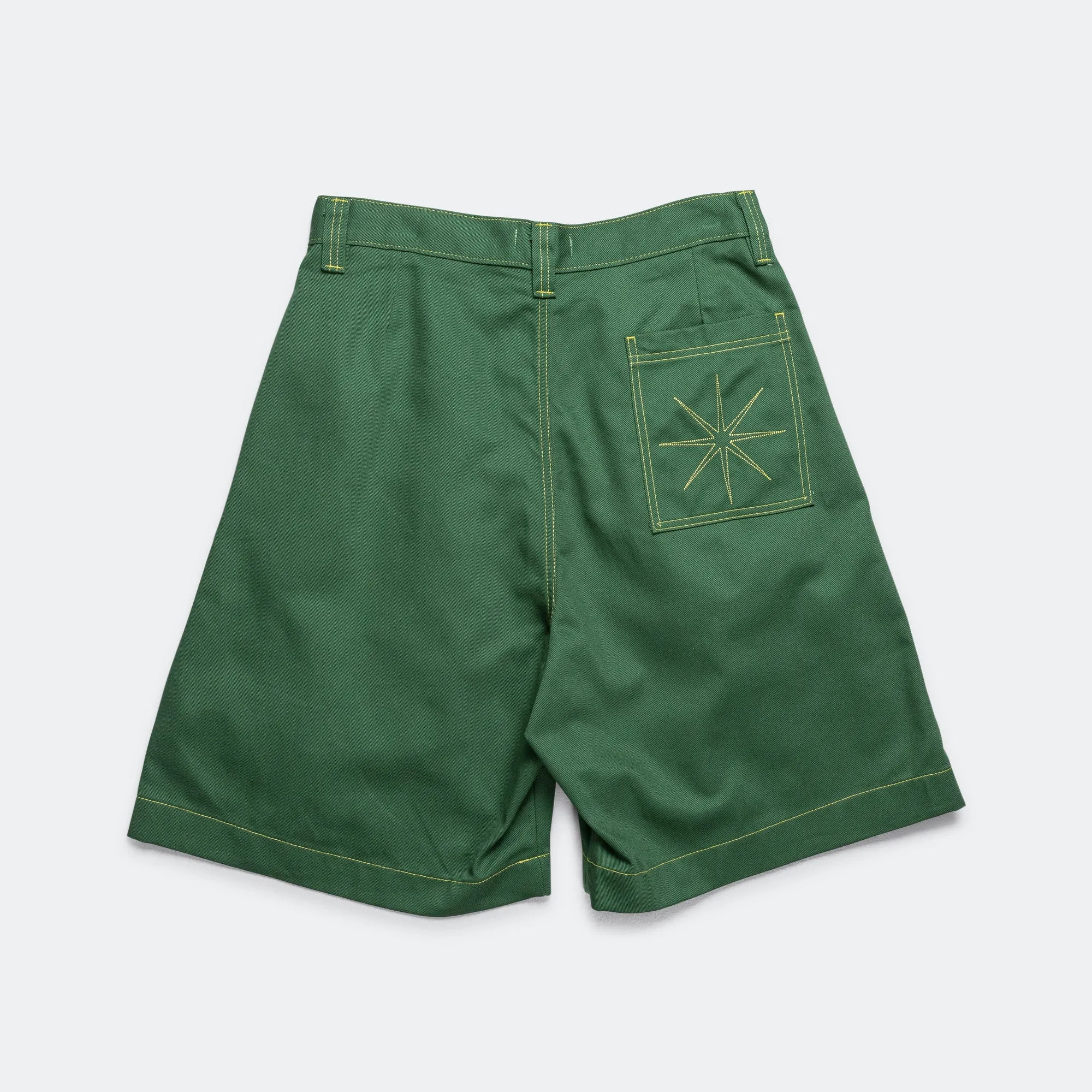 Pleated Oversized Shorts - Green/Lime