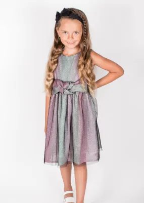 Popatu Baby Girls Rainbow Shimmery Dress with Big Bow