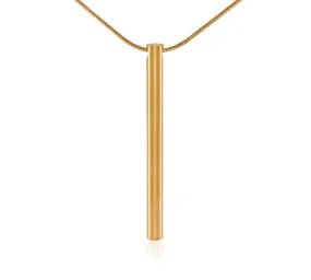 PT300G B.Tiff Plain Bar Gold Plated Stainless Steel Pendant Necklace