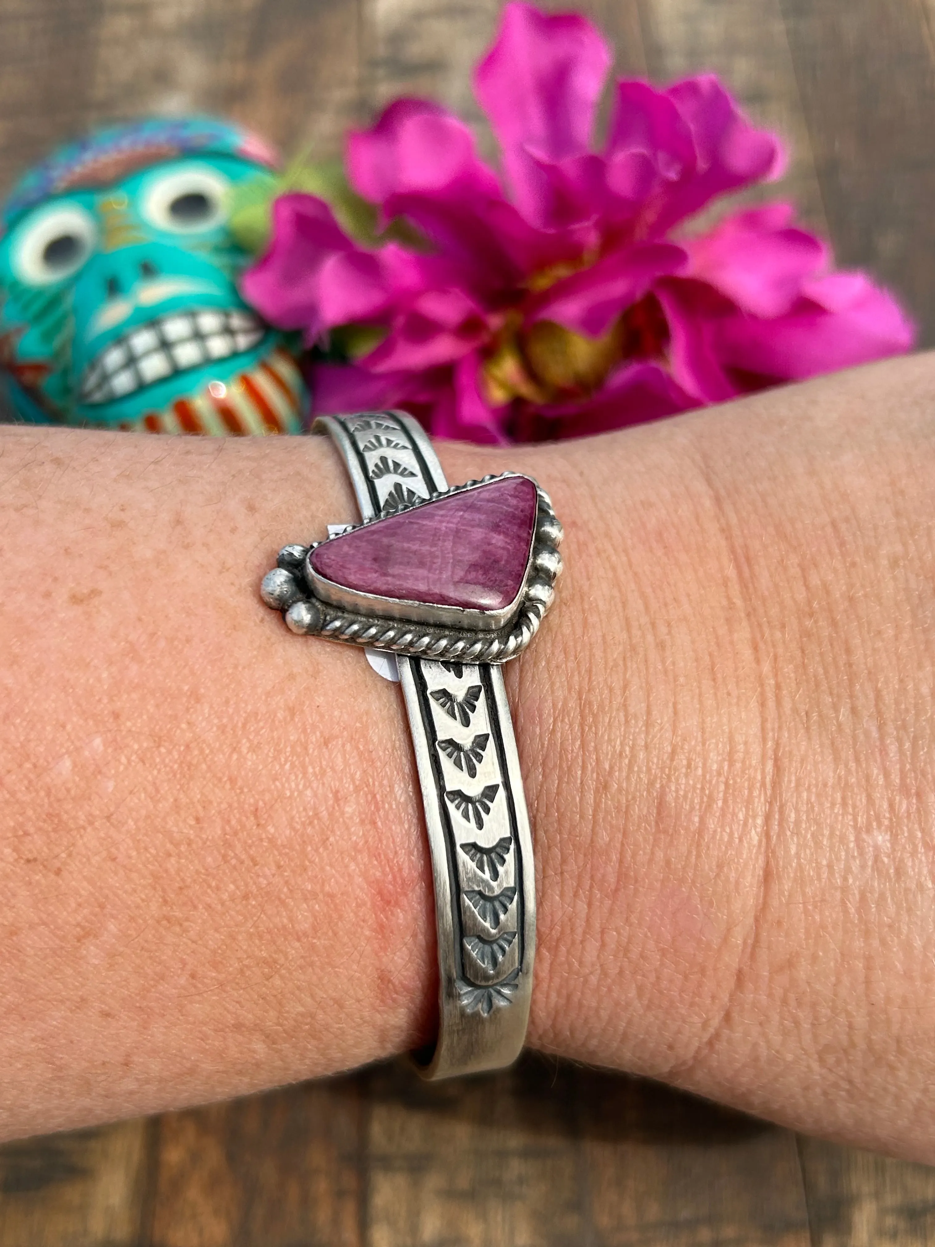 Purple Spiny Stamped Cuff- C