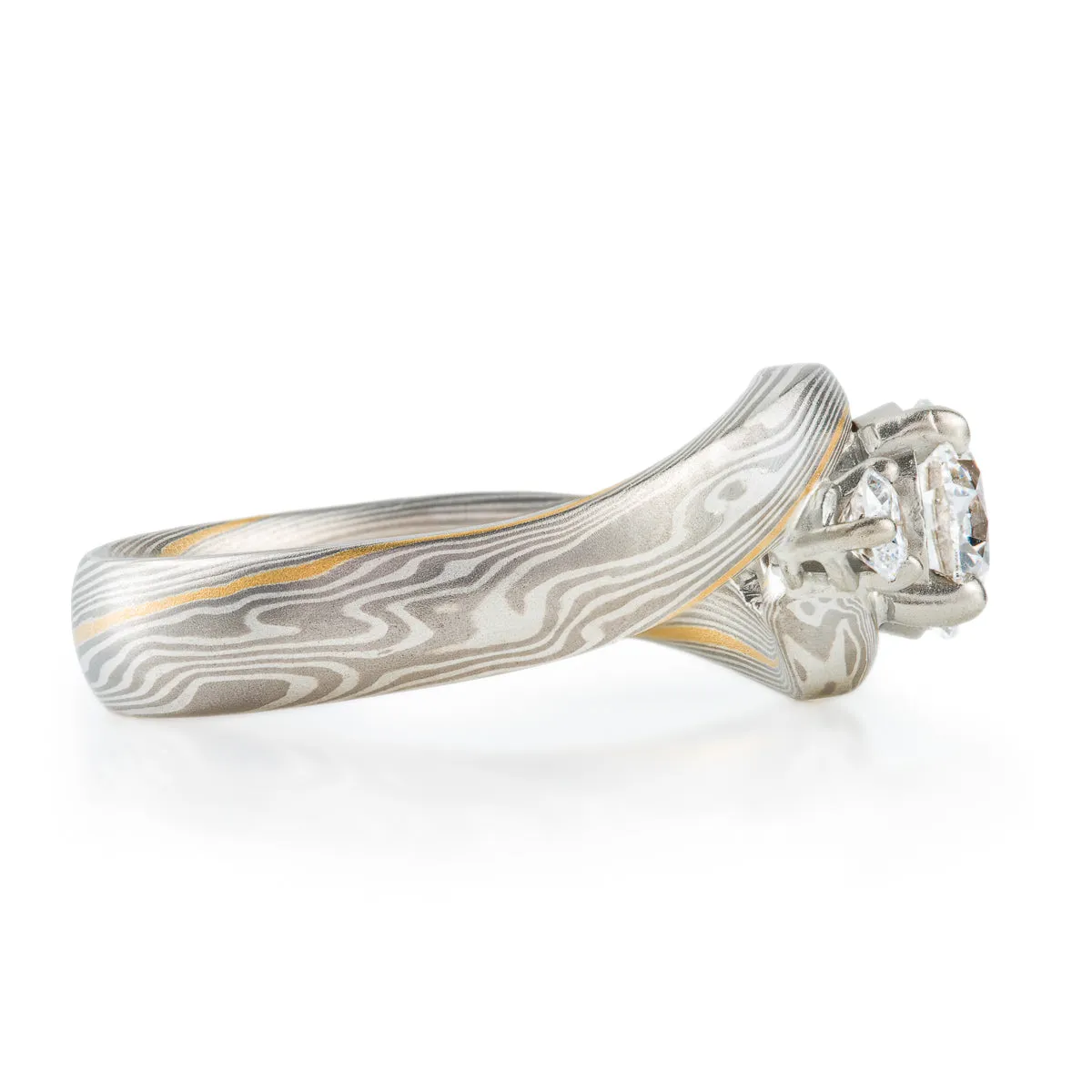 Radiant Custom Diamond Wedding Ring with 22kt Gold Stratum