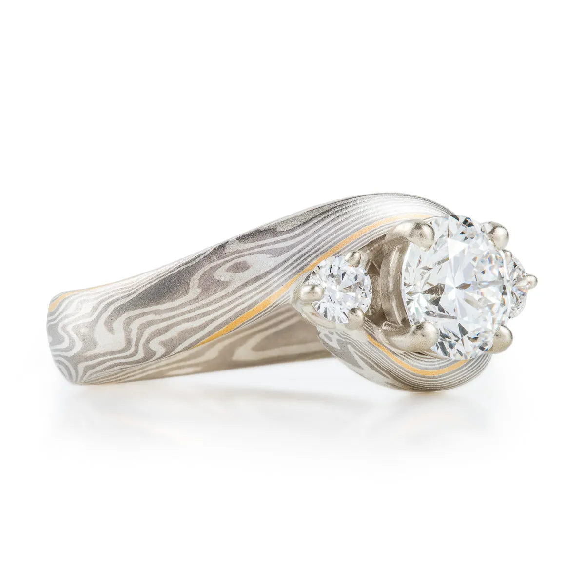 Radiant Custom Diamond Wedding Ring with 22kt Gold Stratum