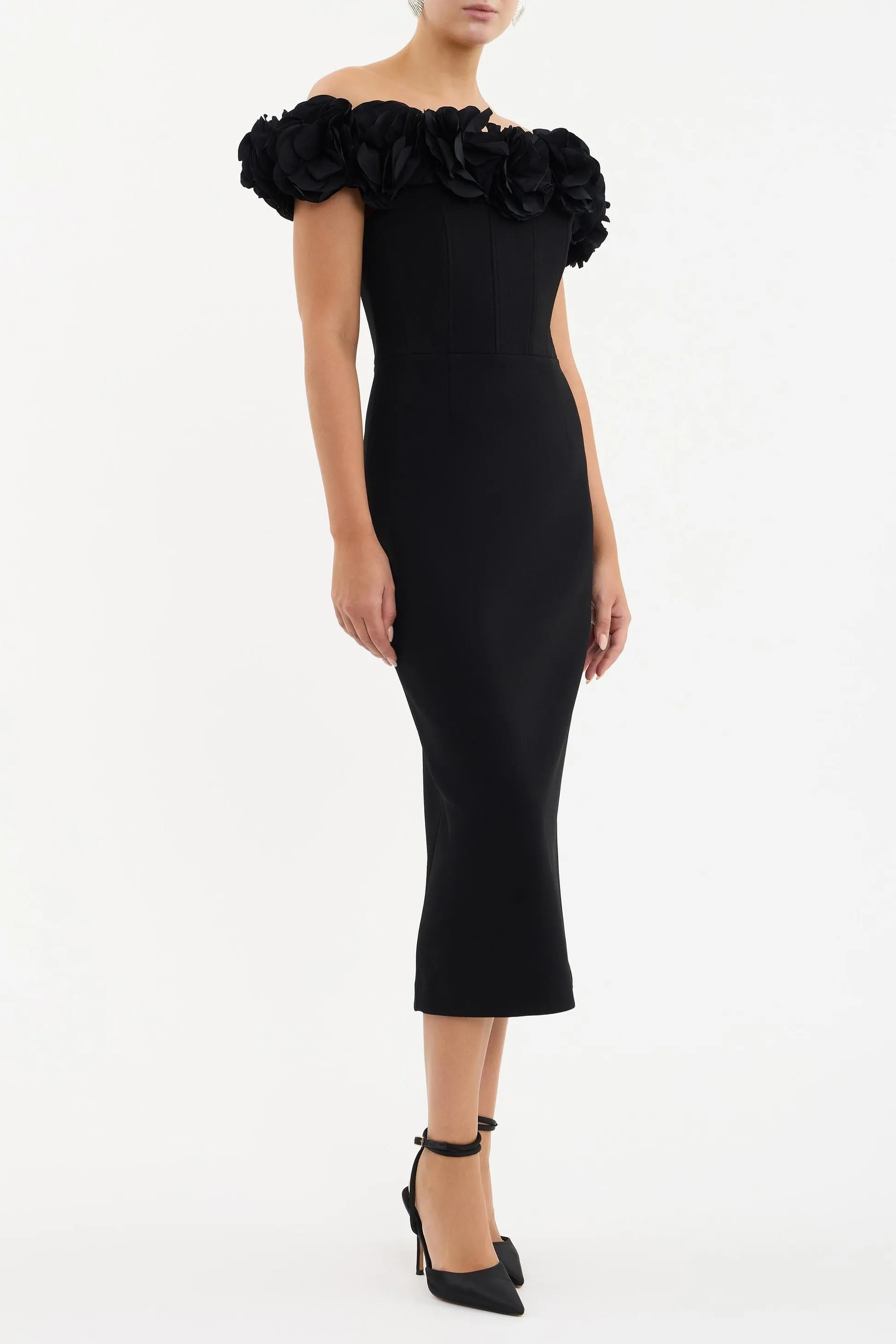 Rebecca Vallance Odetta Midi Dress Black