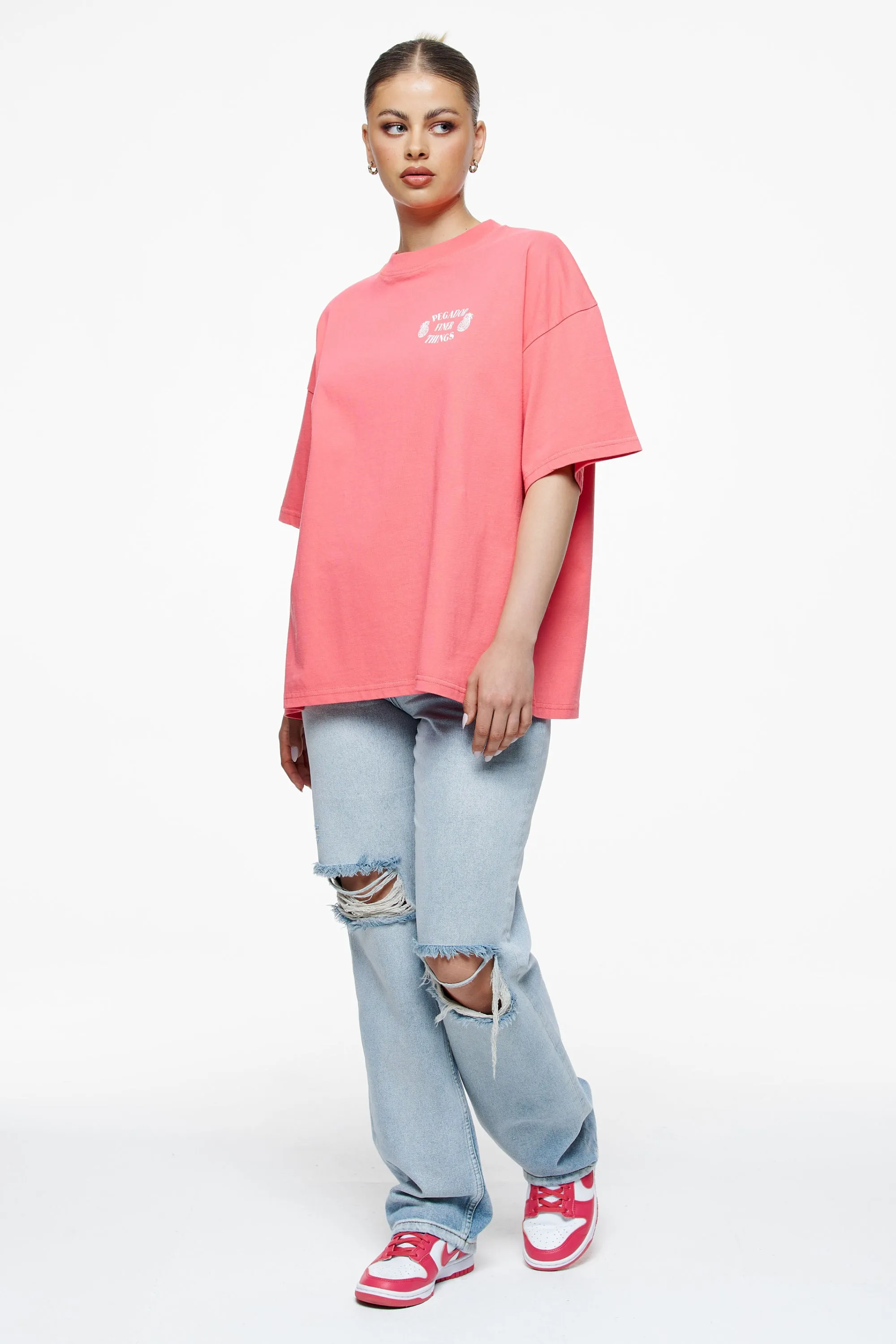 Roma Heavy Oversized Tee Vintage Washed Strawberry