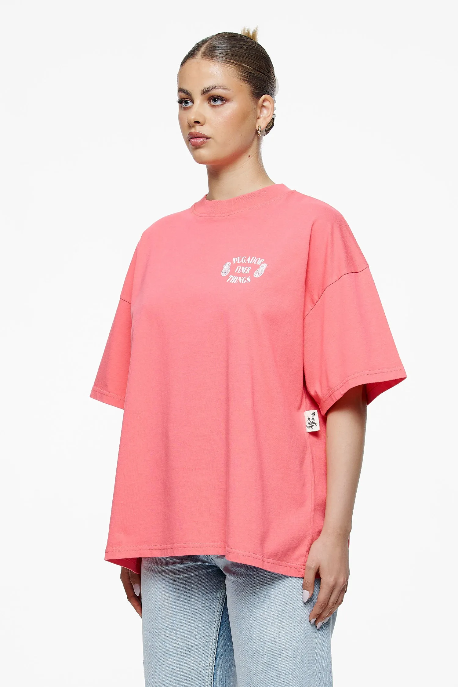 Roma Heavy Oversized Tee Vintage Washed Strawberry