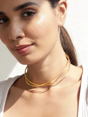 Rubans 18k Gold plated Tarnish Free water proof stainless steel solid statement Choker