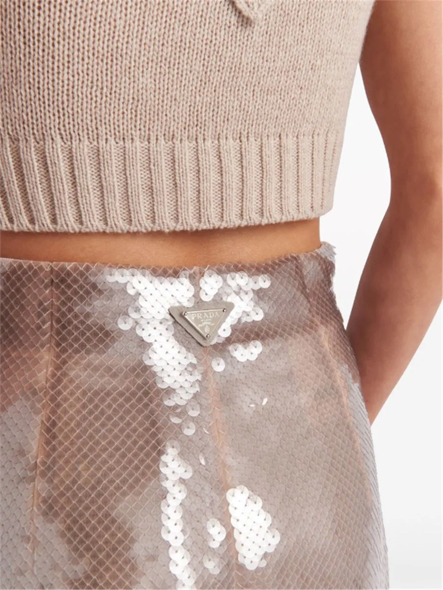 SEQUINNED MIDI SKIRT