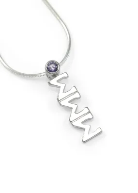 Sigma Sigma Sigma Sterling Silver Lavaliere with Purple CZ Crystal