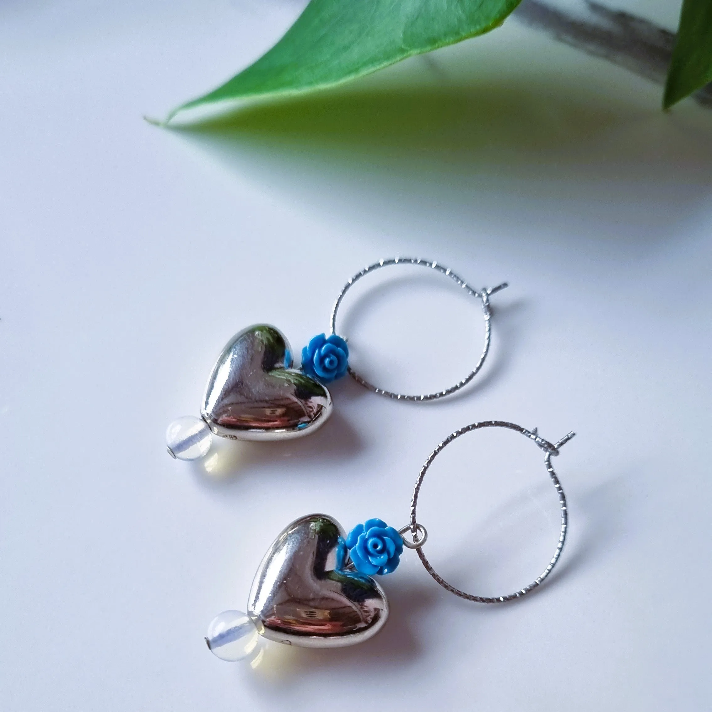 Silver hearts earrings