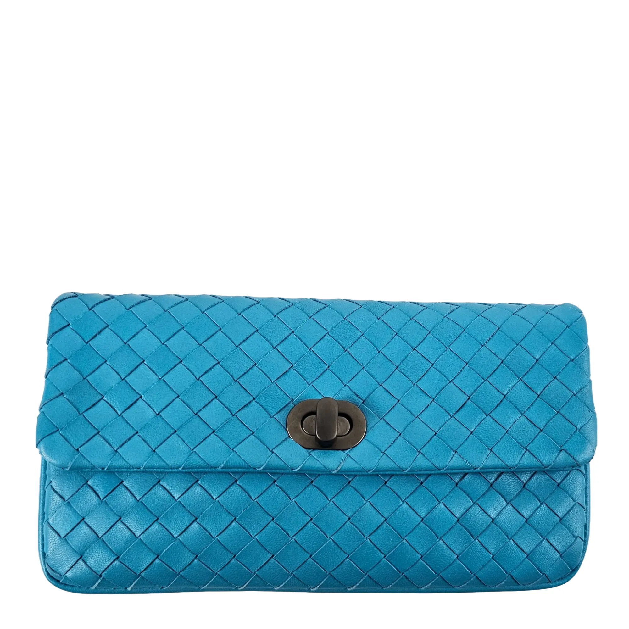 Sky Blue Interraciato Leather Continental Wallet B00452332J